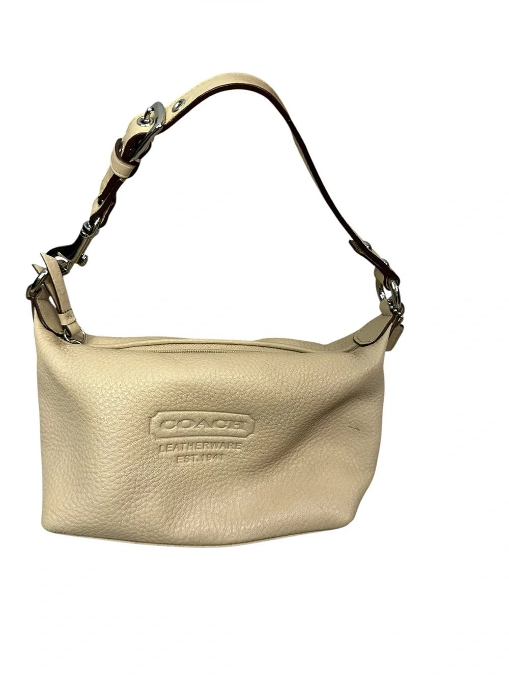Coach Beige Grained Leather Pochette‎ Bag